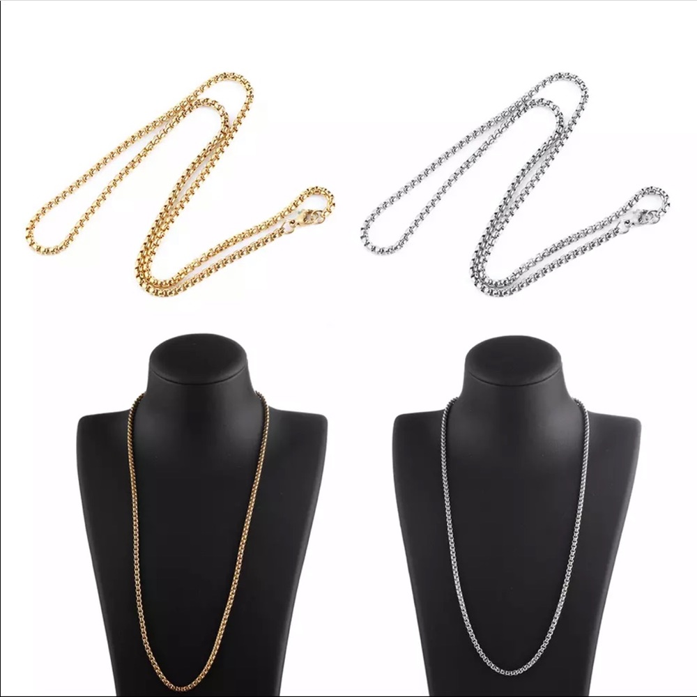 Stainless Steel Square Bead Chain Necklace